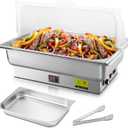 Electric Chafing Dish, 9QT Full Size Electric Chafing Dish Buffet Set with Rotary Knob Adjustable Temp, 700W Electric Buffet Servers and Warmers with Roll Top for Catering