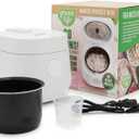 GreenLife Digital Rice Cooker, 2-Cups Uncooked/4-Cups Cooked, Removable Nonstick Ceramic PFAS-Free Pot, One-Touch Presets, Oats, Quinoa, Brown Rice, Auto Keep Warm, Fuzzy Logic Tech, 1.5QT, White