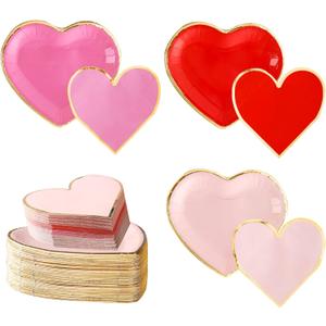 Valentines Day Plates and Napkins Party Supplies - Serves 30 - Assorted 3 Colors Includes Paper Plates and Napkins for Valentine Decor Party Supplies Valentines Day Decor Valentine's Day Decorations