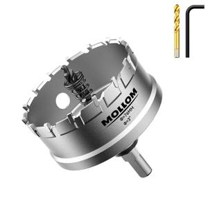 Mollom (3''|76mm) Heavy Duty Carbide Hole Saw with 2 Pilot Drill Bits, Hole Cutter cuts Stainless Steel, mild Steel, Iron, Copper, Brass, Plastic