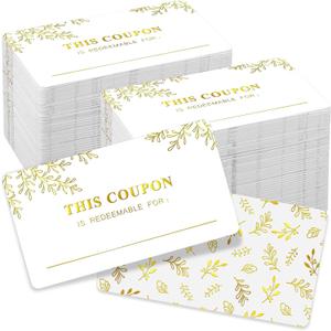 Kosiz 200 Pcs Blank Coupon Cards Gift Certificates for Small Business, 3.5 x 2 DIY Redeem Voucher Cards Services Coupon for Birthday Spas Hair Salons Restaurants