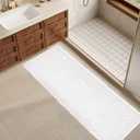 ZALL Waffle Bath Mat White Super Absorbent Non Slip Bathroom Rug 24X72inch,Machine Washable Ultra Soft Floor Mats