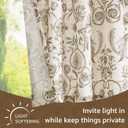 jinchan Small Window Curtains 45 Inch Linen Floral Curtain Set for Kitchen Bathroom Cafe Curtains Light Filtering Window Treatment Farmhouse Cottage core Back Tab Drapes 2 Panels Taupe on Beige