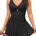 Tempt Me One Piece Swimsuits with Skirt - Women Tummy Control Swimdress Twist Front 2025 Bathing Suits (X-Large, Black)