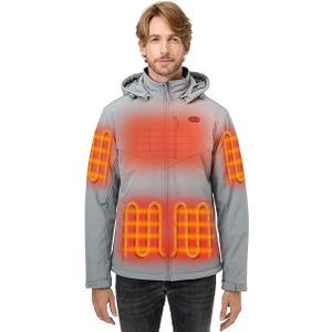 ORORO Men's Dual Control Heated Jacket with 5 Heat Zones (Pocket Heating), Heating Coat with Battery (Large, Grey)
