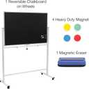 Excello Global Products 48" x 32" Reversible Chalkboard on Wheels (White Frame)