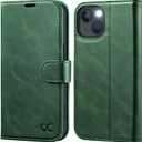 OCASE Compatible with iPhone 13 Wallet Case, PU Leather Flip Folio Case with Card Holders RFID Blocking Kickstand [Shockproof TPU Inner Shell] Phone Cover 6.1 Inch 2021 (Blackish Green)
