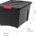 IRIS USA 54 QT Plastic Storage Box with Lid and Latches - 6 Pack - BPA-Free, Garage Organizing Solution, Durable Nestable Stackable Containers, Secure Pull Handle - Black