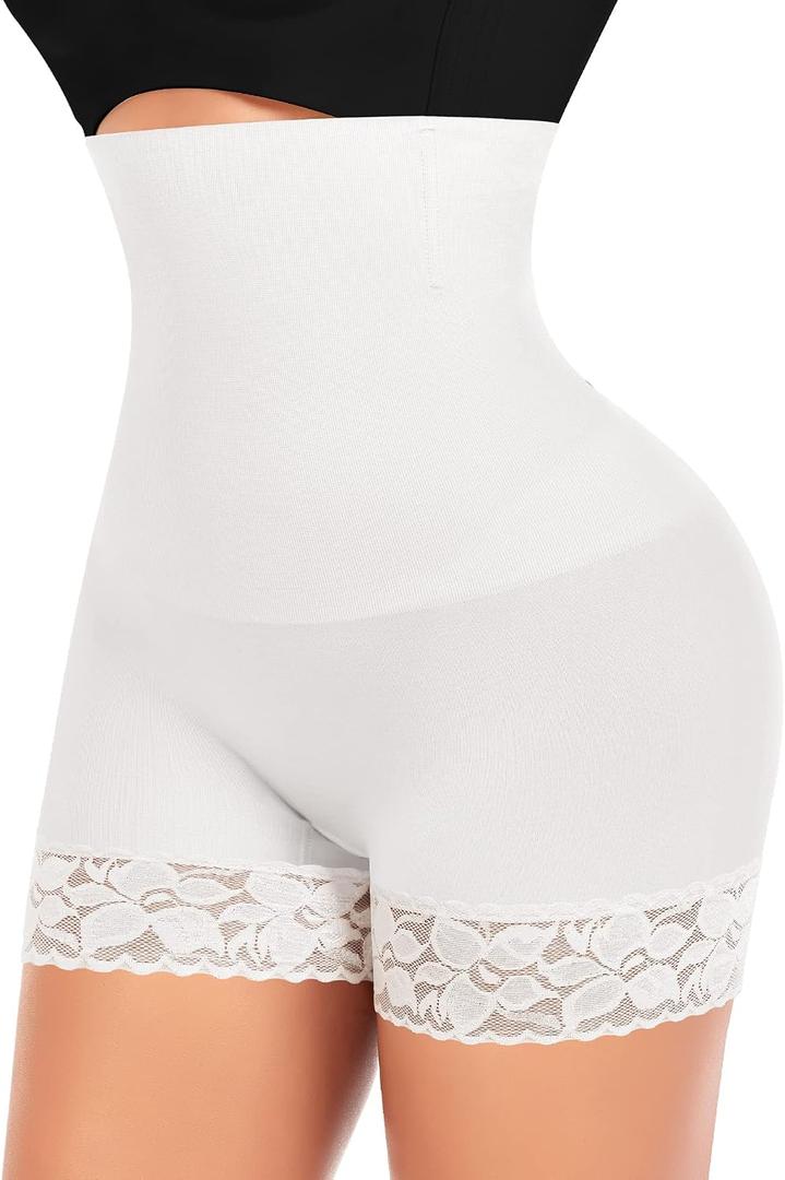 Werena Tummy Control Shapewear Shorts for Women Seamless High Waist Body Shaper Panties Shaping Underwear Under Dress (White, M)