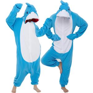 Lifeye Unisex Shark Pajamas Halloween Cosplay Costume Animal Homewear Jumpsuit (Medium, Dark Blue)