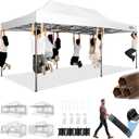COBIZI 10x20 Pop Up Canopy Heavy Duty with 6 Removable Sidewalls, Commercial Heavy Duty Pop Up Tent for Parties All Weather Waterproof and UV 50+ Wedding Tent with Roller Bag(Legs Upgraded) (White)