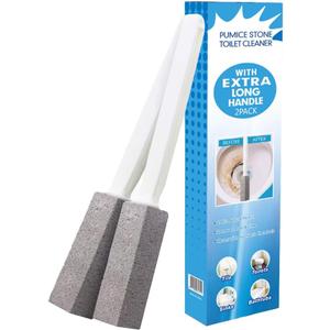 Pumice Stone for Toilet Cleaning, Pumice Cleaning Stone with Handle, Toilet Cleaner, Pumice Stone, Toilet Wand, Toilet Bowl Cleaner Brush, Toilet Brush (2PCS Gray)