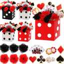 4 Sets Casino Party Decorations Poker Theme Table Centerpieces Party Toppers with Red Black Flowers Dice Box Poker Cutouts and Sticks for Casino Night Decor Birthday