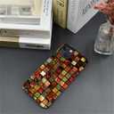 ZHEGAILIAN Case Compatible with iPhone 15,Red and Green Tile Chessboard Design Phone Case,Mixed Double-Layer Hard Shell+Soft Silicone TPU Shock Protective Cream