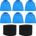 6 Pack VRC5 Filter Bags & 2 Pcs VFF51 Foam Filters Kit Compatible with Vacmaster Most 4 to 16 Gallon Wet/Dry Vacuum, Part# VRC51