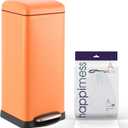 happimess HPM1007G Betty Retro 8-Gallon Step-Open Trash Can, Fingerprint Resistant, Modern, Minimalistic for Home, Kitchen, Laundry Room, Office, Bedroom, Bathroom, Carrot Cake