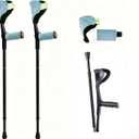 Forearm Crutches for Adults, Foldable Lightweight Elbow Crutches with Soft Cushion Pad, Height Adjustable Arm Crutches for Leg Injury Surgery Recovery Disabled Seniors (1 Pair with LightBlue pad)