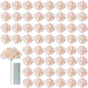 AVIVIHO 65pcs Fake Flowers Champagne Hydrangea Artificial Flowers Bulk (Not Squished, No Steaming Need) Silk Flowers with Stems for Wedding Decor,Home,Baby Shower,Table Centerpieces Decoration (Medium)