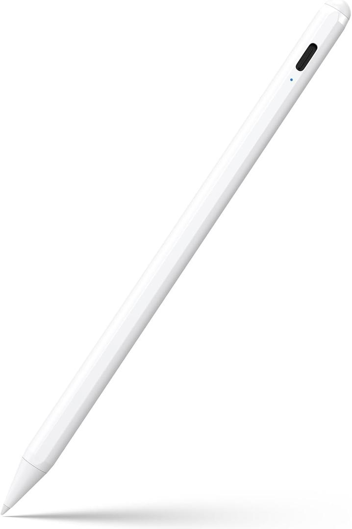 Stylus Pen for iPad 6th-11th Generation-2X Fast Charge Active Pencil Compatible with 2018-2025 Apple iPad Pro 11"/12.9"/M4, iPad Air 3/4/5/M2/M3,iPad mini 5/6 Gen-White (White)