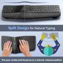TECKNET Wireless Ergonomic Keyboard Rechargeable, 2.4G+Bluetooth Ergo Cordless USB Computer Keyboard, Wrist Rest, Natural Typing, Stain-Resistant Fabric, Compatible For Windows Computer Desktop Laptop