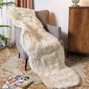 EasyJoy Ultra Soft Fluffy/Fuzzy Shaggy Area Rug Faux Fur Chair Cover Seat Pad for Bedroom Floor Sofa Living Room (2 x 6 ft Sheepskin, Beige)