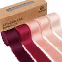Vitalizart Silk Like Satin Ribbon 1 inch x 25 Yard Red & Pink Handmade Frayed Ribbons for Gift Wrapping Baby Shower Wedding Bridal Bouquets Holiday Decor