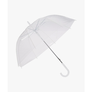 Amazon Basics Clear Umbrella for Rain, Round Bubble Umbrella for Wedding, With Wide Coverage (35" Canopy Diameter), Auto Open, Strong Fiberglass Frame, Steel Shaft, Spoke Protectors for Safety