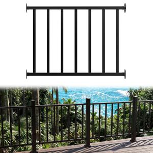 Akenow 36in H X 4 Ft Deck Railing Kit,Black Porch Railing with Screws,AAMA 2604 Coat Modular Deck Kits for Outdoor Decks, Porches & Balconies Terraces Gardens