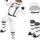 fun shack Kids Astronaut Costume With Helmet, NASA Space Outfit For Boys And Girls, Ideal For Dress Up And Parties (X-Large)