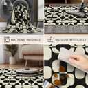 Latte&Fog 3x5 Entryway Rug, Vintage Washable Area Rug, Boho Non Slip Low Pile Throw Carpet for Indoor Bedroom Bedside, Kitchen, Entry and Living Room - Black Beige