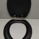Black Elongated Toilet Seat Natural Wood Toilet Seat with Zinc Alloy Hinges, Easy to Install also Easy to Clean, Scratch Resistant Toilet Seat by Angol Shiold (Elongated, Black)