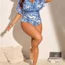 Floerns Women's Plus Size One Piece Swimsuit Floral Print Halter Tie Back Short Sleeve Beachwear (XL)