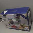 COOK WITH COLOR Premium 32-Pc. Borosilicate Glass Food Container Set with Dividers - 4 Rectangles, 8 Rounds, 4 Squares - Leakproof Lids - Meal Prep, Storage, Ombre Blue