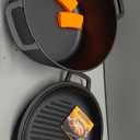 2-in-1 Pre-Seasoned Cast Iron Double Dutch Oven Pot with Skillet Lid & Silicone Sleeves Raised Rib Skillet Lid Umite Chef 7QT Cast Iron Skillet Cookware Pan Set wirh Dual Handles Oven, Grill, Campfire & Stovetop Safe PFAS-Free