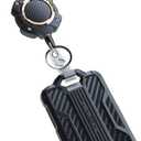 LIUGX Retractable Badge Holders, Heavy Duty Carabiner Keychain, Durable ID Card Holder (Holds 4 Cards), Carbon Fiber-Texture, with 31.5Badge Reel Key Chain, 10,000+ Rebound, Gold-Black