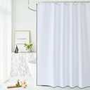 Faux Linen Fabric Cloth White Shower Curtain with Brown Border Bathtub Curtain Boho Modern Shower Curtains for Bathroom and Hotel,72 x 78 Inches