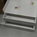 Bamboo Desk Organizer - Stackable, No Assembly Required, Ideal for Office/Home Use - Perfect for Toiletries, Stationery, Accessories. (White, Two level drawer box with sides)