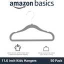 Amazon Basics Kids Space Saving Velvet Non-Slip Clothes Hangers with Shoulder Notches for Infant and Toddler, Sturdy, 11.6", Gray, 50-Pack