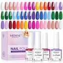 MIZHSE Quick Dry Nail Polish Set, 24 Colors Regular Nail Polish Non Gel, Air Dry Fast Neon Trendy Glitter Bulk Nail Lacquer Oil-based Long Lasting Fingernail Toe Home DIY Gift for Women