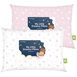 KeaBabies 2-Pack Toddler Pillow 13x18 - Soft Organic Cotton Kids Travel Bed Pillows for Sleeping, School, Nap, Machine Washable, Toddlers 2 to 5, Pillowcase Sold Separately (Daisy)