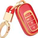 for 2022 Honda Key Fob Cover with Keychain, For Honda Accord Civic Smart Remote Key Fob Case, 
A-red