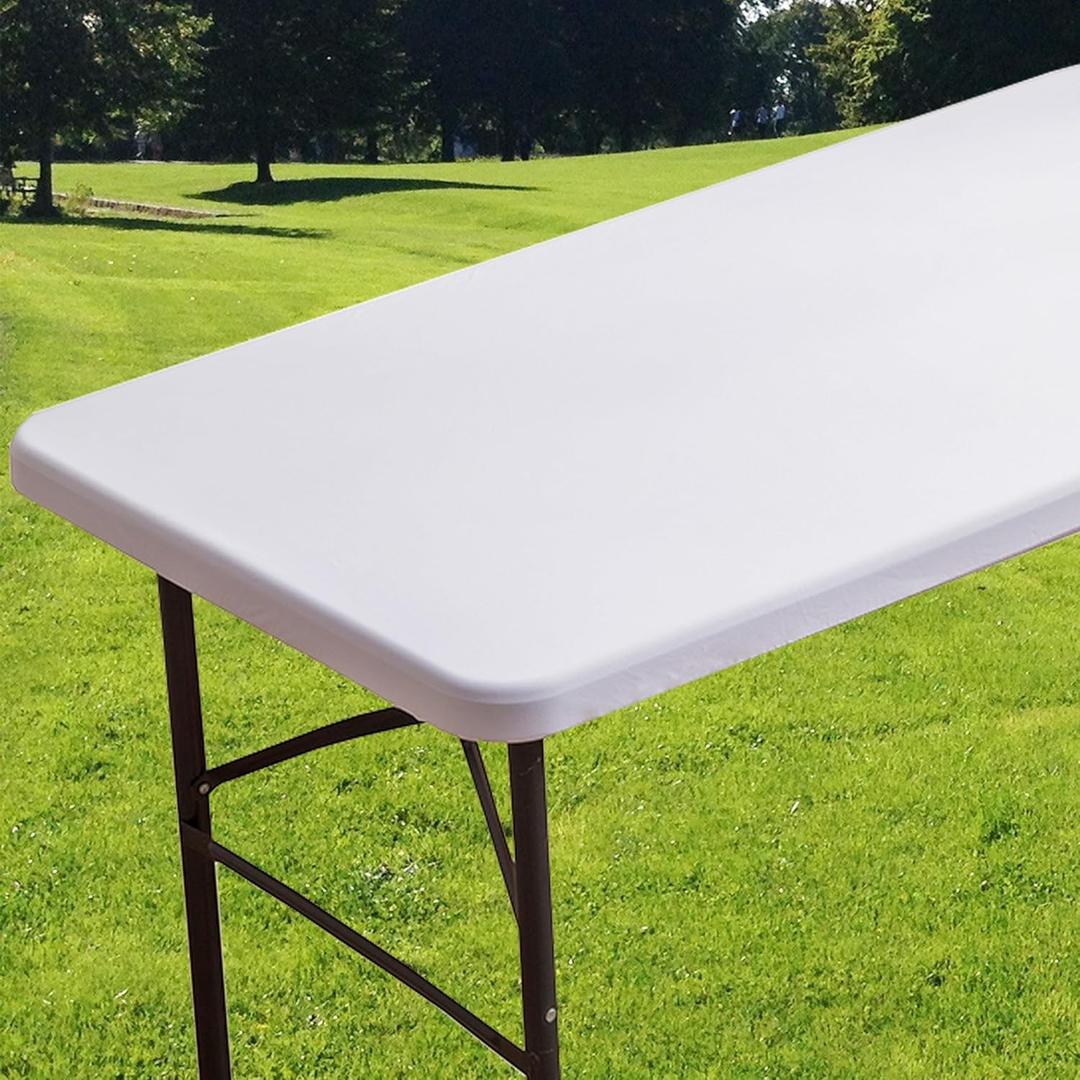 Rectangle Spandex 5 FT Fitted Tablecloth, Elastic Folding Picnic Table Cloth, Stretchy Patio Table Cover, Wipeable Tablecloths for Camping Outdoor Party Banquet 30X60 Inches White