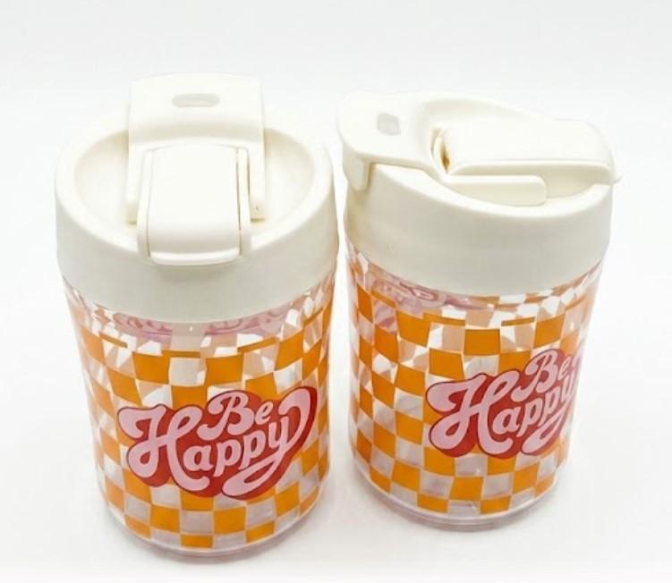 Retro "Be Happy" Mini Glass Storage Jars (Pack of 2)