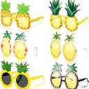 Sratte 6 Pairs Pineapple Sunglasses Novelty Sunglasses Tropical Pineapple Glasses Hawaiian Fruit Shape Glasses Favors for Summer Beach Luau Theme Accessories