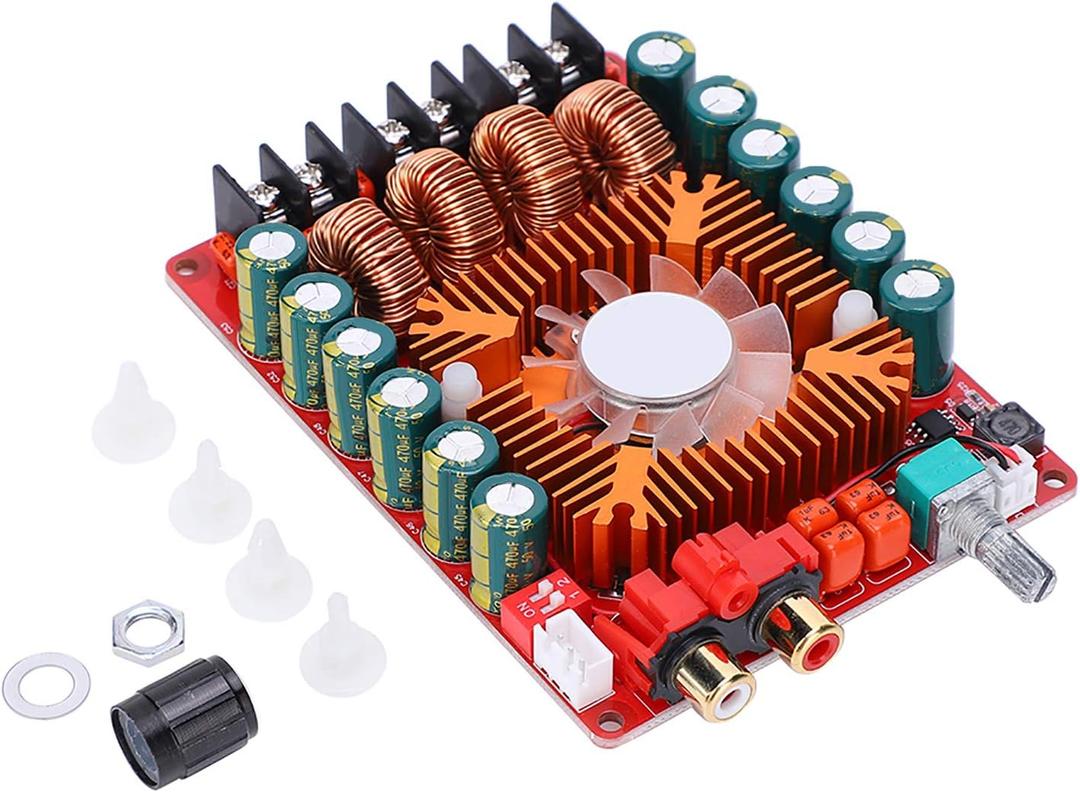TDA7498E 300W Digital Power Amplifier Board,Sound Board 2x160W Stereo Audio Module, Black PCB, DC 15-36V BTL & Fan Cooling for 4-8 Ohm Speakers