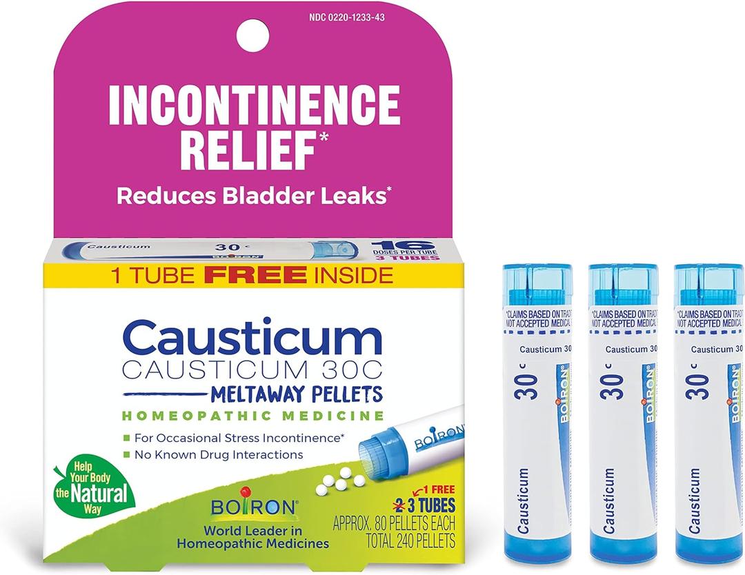 Boiron Causticum 30C Homeopathic Medicine for Incontinence Relief, and Reduces Bladder Leaks - 3 Count (240 Pellets)
