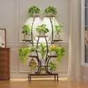Plant Stand Indoor with Grow Light, 7 Tier Plant Shelf with 2 Hanging Hooks