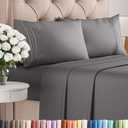 King Size 4 Piece Sheet Set  Comfy Breathable & Cooling Bed Sheets Set  Hotel Luxury Bedding for Women, Men, Kids, Teens, Boys & Girls  Deep Pockets, UltraSoft, Wrinkle Free  OekoTex  Dark Grey