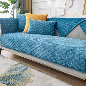 Cosy Solid Colour Non-Slip Couch Cover (Blue 1 x 110 cm)