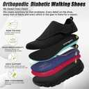 Women's Orthopedic Diabetic Wide Walking Shoes: Arch Support Orthotic Ankle Foot Pain Relief Neuropathy High Arch Slip On, Plantar Fasciitis Bunions Recovery Outdoor Driving Loafers Black Size 6.5